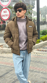 men imported brown puffer jacket