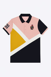 Men’s yellow and pink panneled Polo Tee