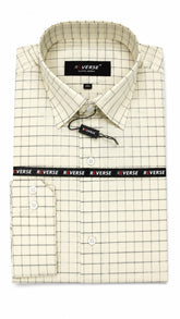 Men’s Ivory White Check Pattern Formal Shirt