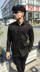 Men's black dior emboss casual shirt