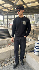Mens Imported Rabbit Wool Sweater Black N