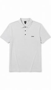 Men’s Light Grey Solid Embroidered Logo Polo Shirt