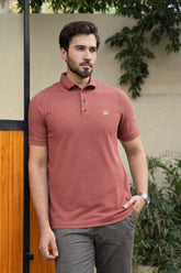 Men’s Rust Textured Polo Shirt