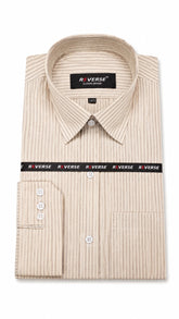 Men’s Cream Beige Stripe Formal Shirt