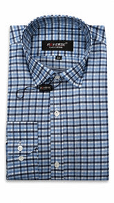 Men’s Blue & White Check Pattern Formal Shirt
