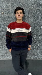 Mens imported red and blue lining sweater