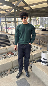 Mens Imported Rabbit Wool Sweater Green