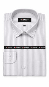 Men’s White & Grey Stripe Formal Shirt