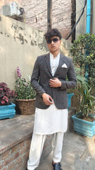 Men's Gray check casual coat
