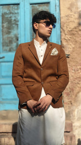 Men's camel brown wool casual coat