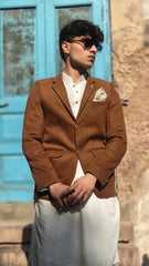 Men's camel brown wool casual coat