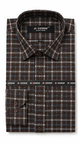 Men’s Brown, Black & Blue Check Formal Shirt