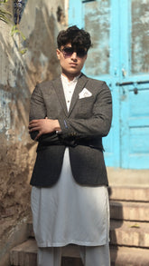 Men's brown twead casual coat