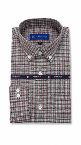 Men’s Grey Red Check Formal Shirt