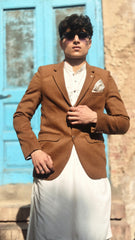 Men's camel brown wool casual coat