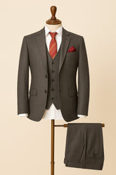 Mens choclate brown Self textured 3-Piece