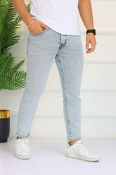 Men’s ice blue Random wash denim pant