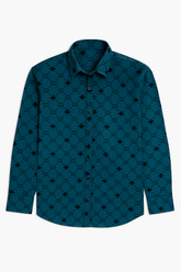 Men's blue Gucci emboss casual shirt