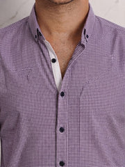 Mens Purple Check Imported Casual Shirt