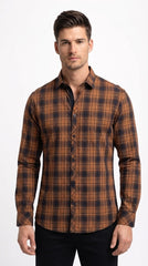Mens Brown Check Casual Shirt