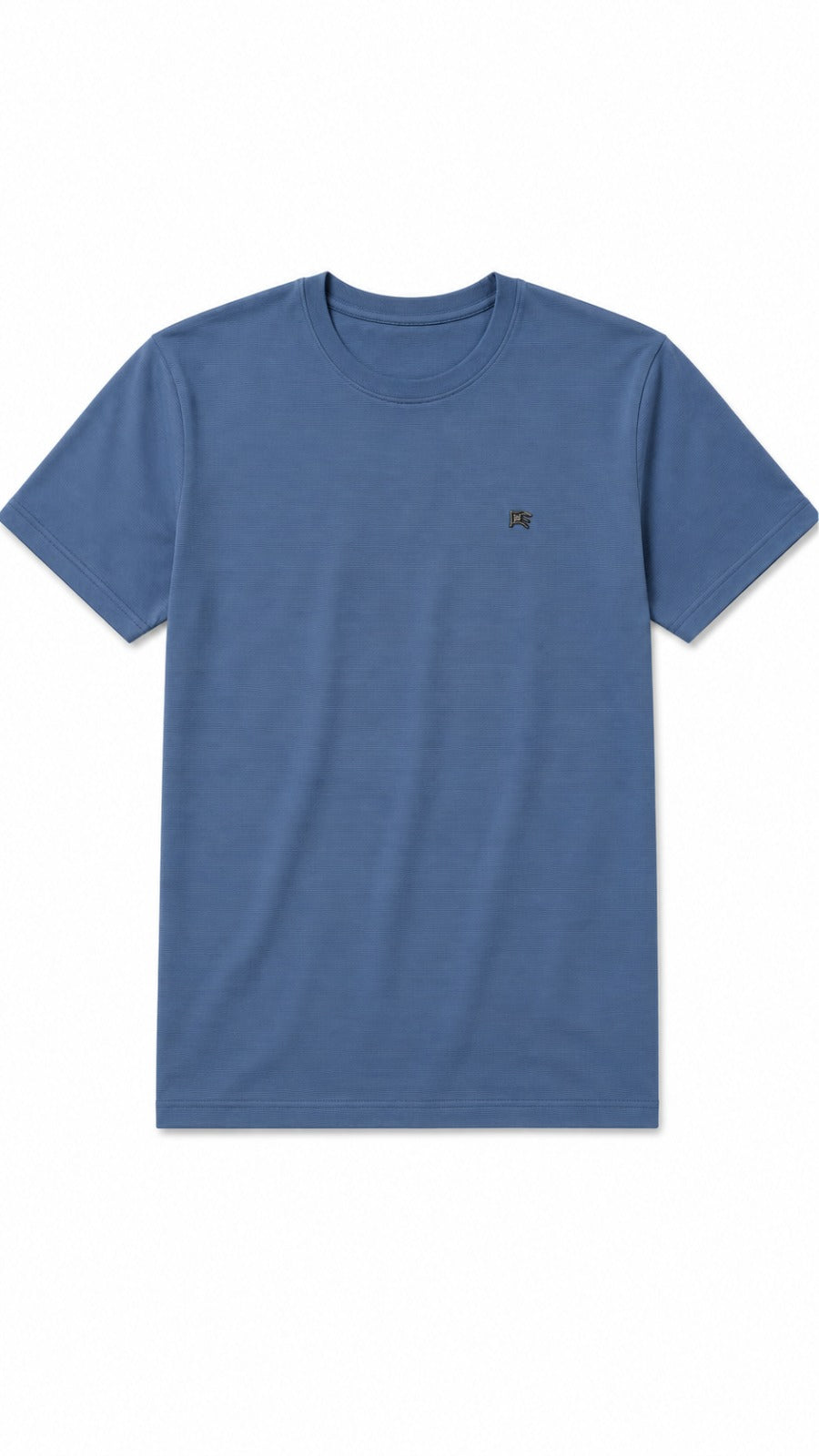 Men’s Steel Blue Micro-Textured Burberry Logo T-Shirt