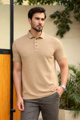 Men’s Beige Textured Polo Shirt (Last Chance)