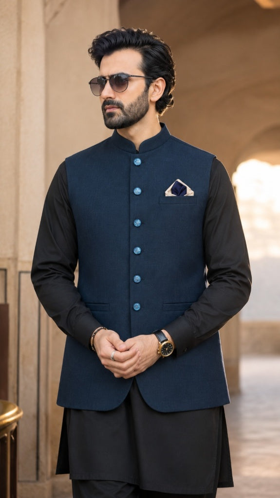 Men's Navy Blue Suiting Waistcoat
