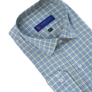 Men’s sky blue and yellow lining (Oversized) formal  shirt