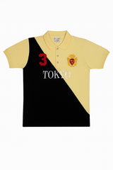 Men’s Light yellow and Black Pannel Polo Tee