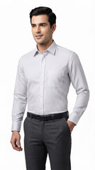 Men’s White & Grey Stripe Formal Shirt