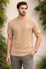 Men’s Light Beige Textured T-Shirt