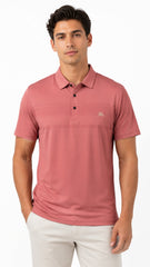 Mens Imported Pink Horizontal Stripe Polo Shirt