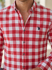 Mens Red White Check Imported Casual Shirt