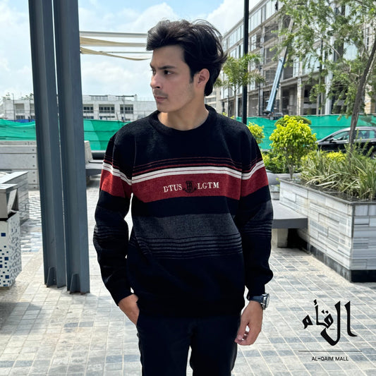 Mens imported maroon and black lining sweater