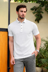 Men’s White Textured Polo Shirt (Last Chance)