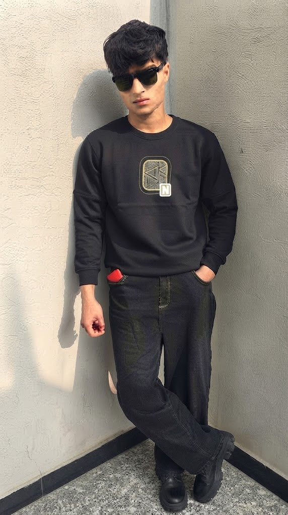 Mens Imported Rabbit Wool Sweater Black N