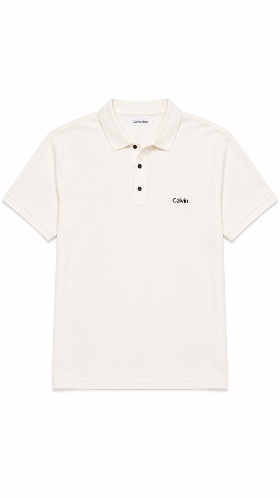 Men’s Off-White Solid Embroidered Logo Polo Shirt