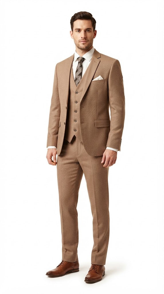 Mens Camel 3 Pc Suit