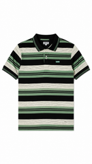 Mens Sage Green Horizontal Striped Polo Shirt