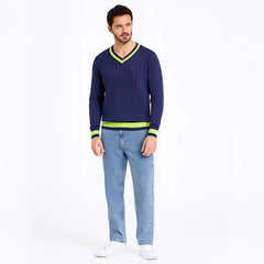 Mens blue and neon sweater