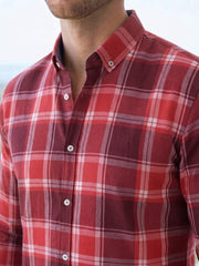Mens Dark Red Check Imported Casual Shirt