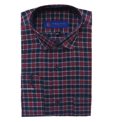 Men's mahroon checkered formal shirt