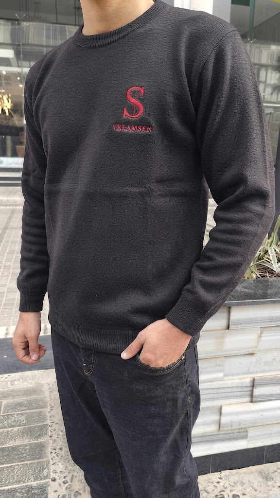 Mens Imported Rabbit Wool Sweater Black S