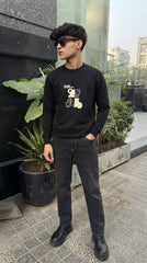 Mens Imported Rabbit Wool Sweater Gray Bear