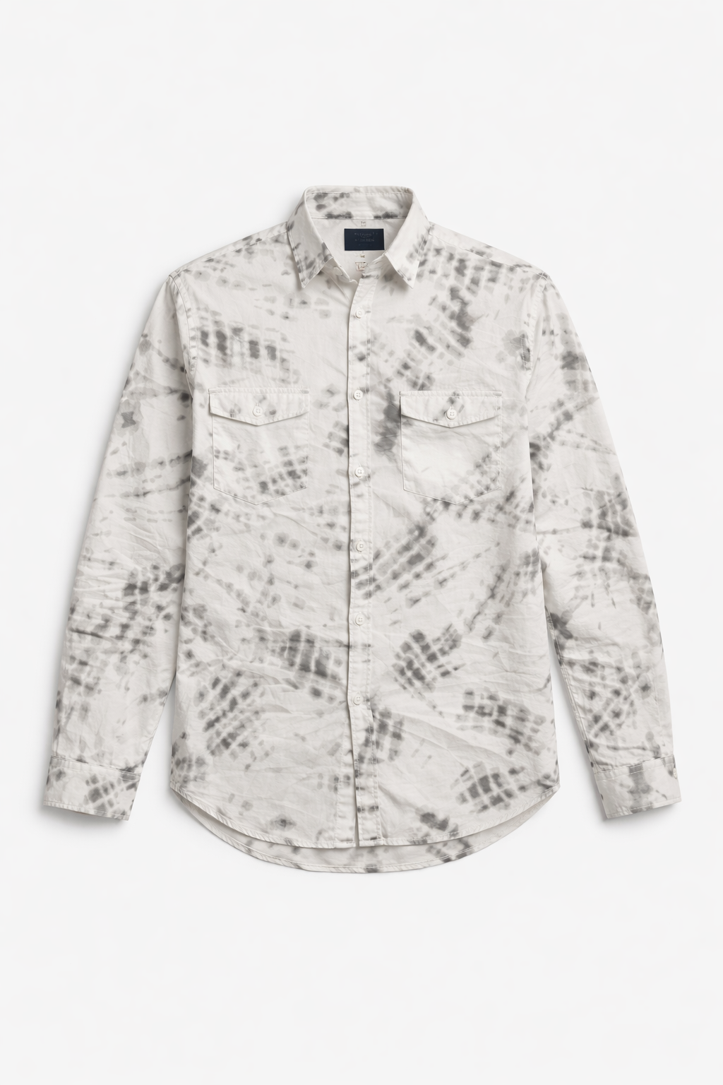 Mens Grey Tie-Dye Printed casual shirt