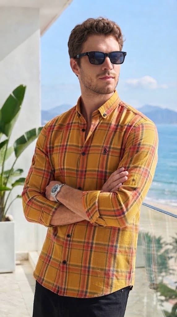 Mens Yellow Multi Checks Casual shirt