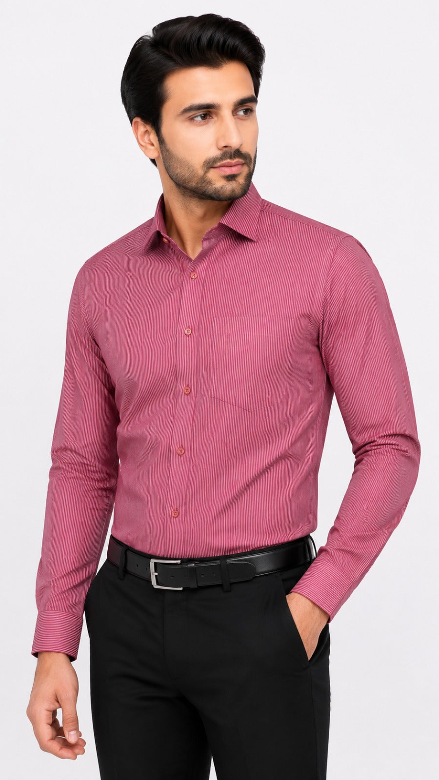 Men’s Maroon Stripe Formal Shirt