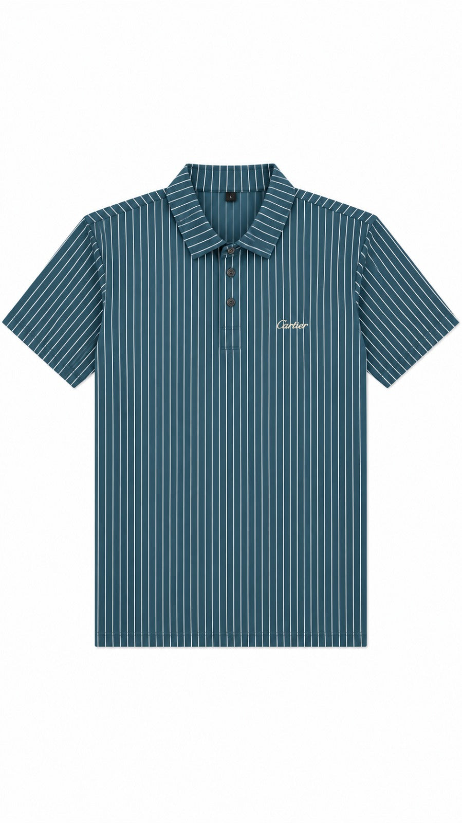Men’s Teal Blue Vertical Pinstripe Polo Shirt