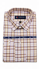 Men’s Beige Brown Check Formal Shirt