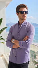 Mens Purple Check Imported Casual Shirt